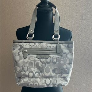 Coach Silver Signature Tote Bag